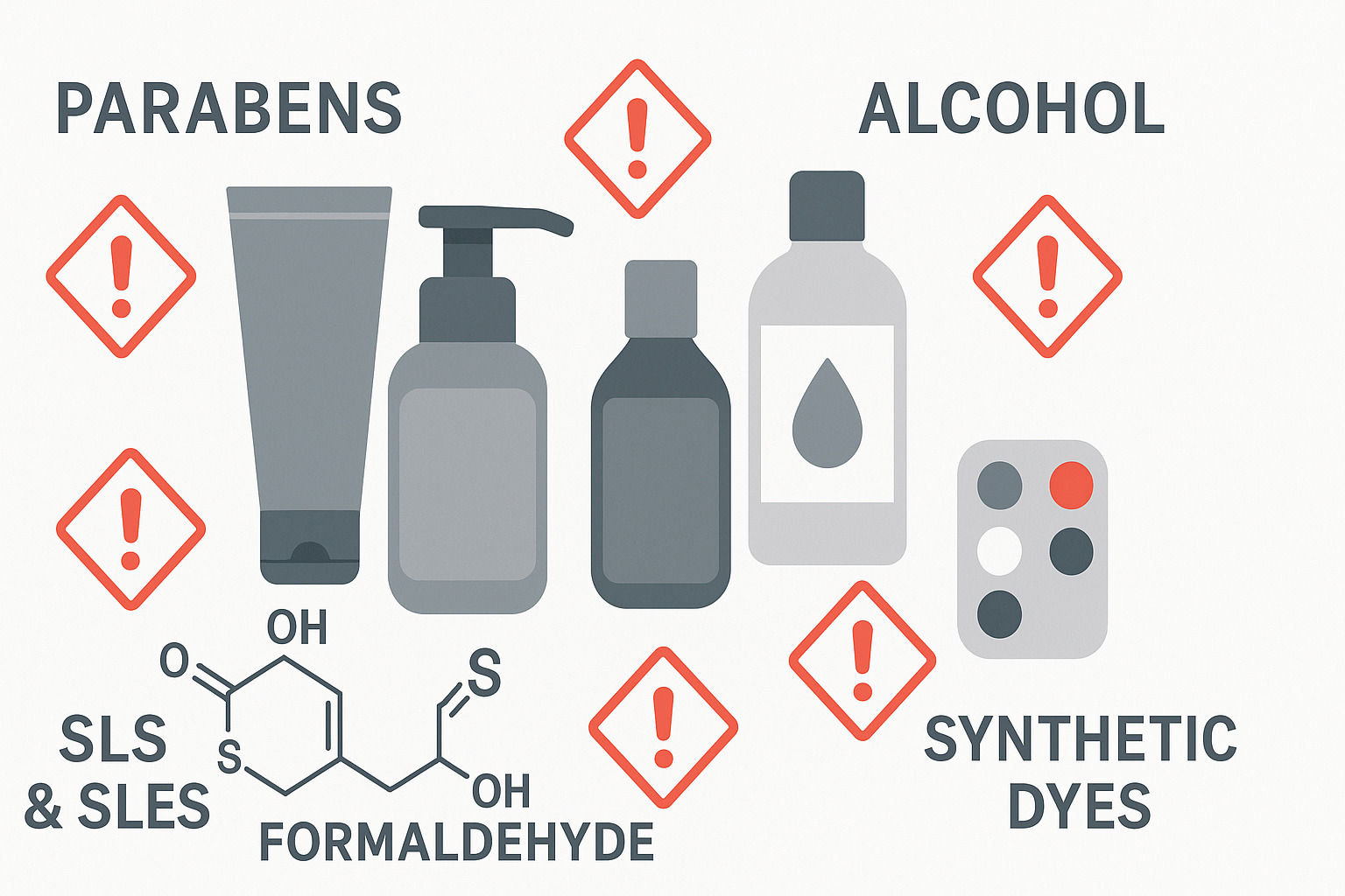 Envases cosméticos con advertencias sobre ingredientes controvertidos