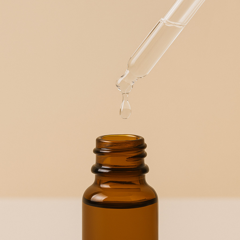 Cómo Armar tu Rutina de Skincare Desde Cero 3 Frasco de sérum con gotero sobre fondo claro
