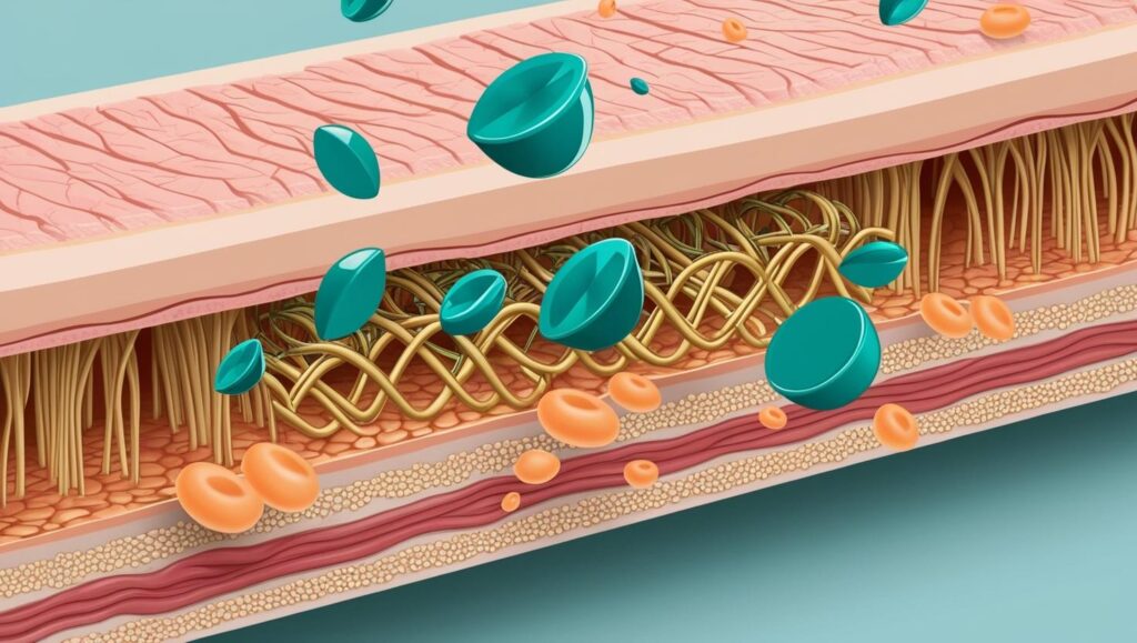 Retinol para Principiantes 2 Ilustración científica sobre cómo el retinol penetra la piel y estimula el colágeno y la renovación celular.