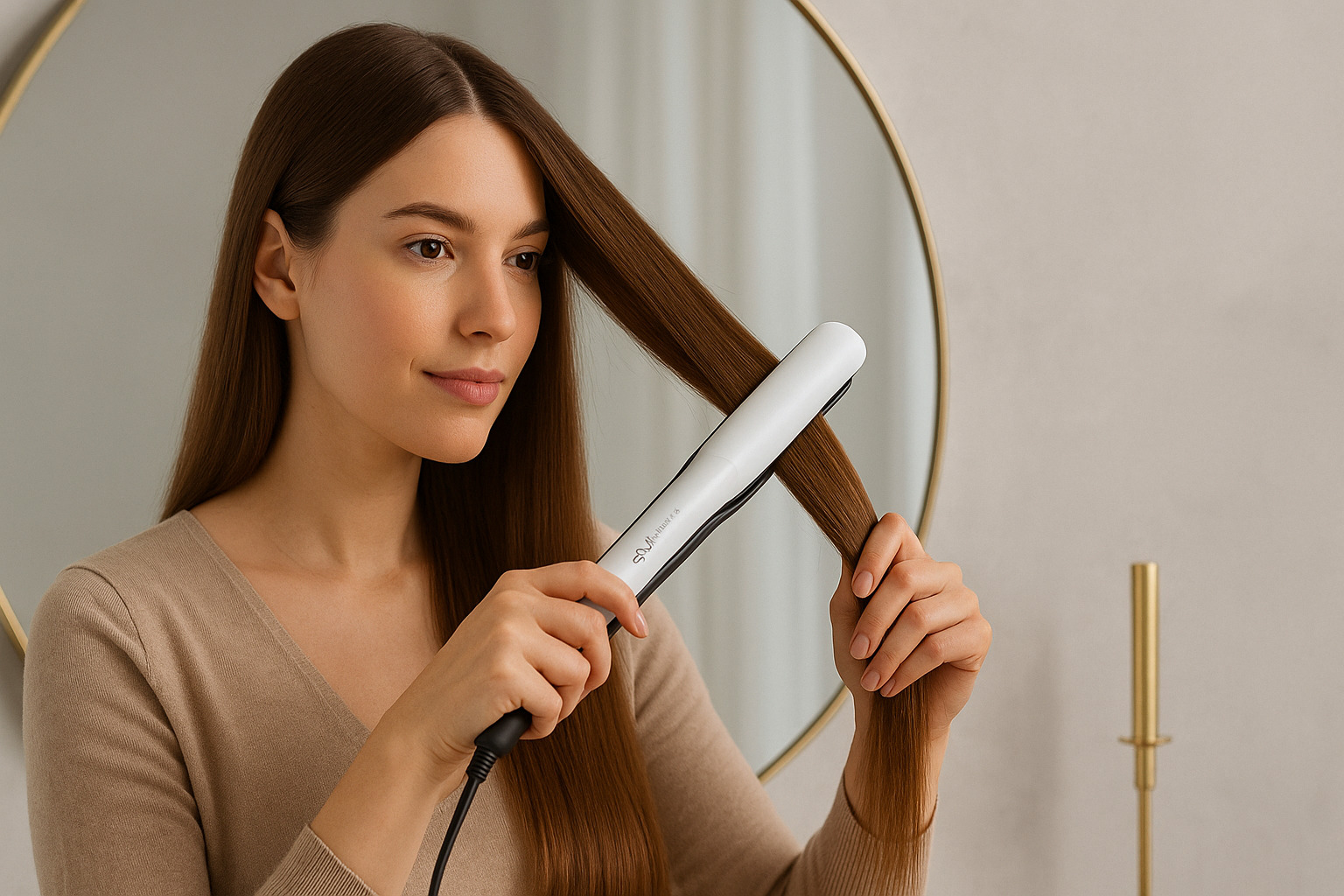 Los 7 Gadgets de Belleza Más Vendidos en Amazon 3 Plancha GHD Platinum+ Styler sobre fondo liso con cabello